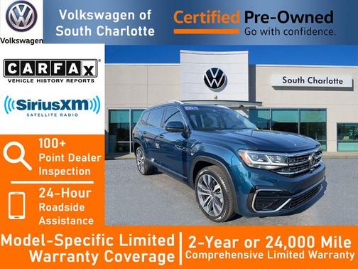 Tourmaline Blue Metallic 2021 Volkswagen Atlas 3.6 V6 SEL Premium R-Line