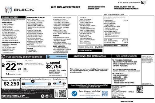 Summit White 2026 Buick Enclave Preferred
