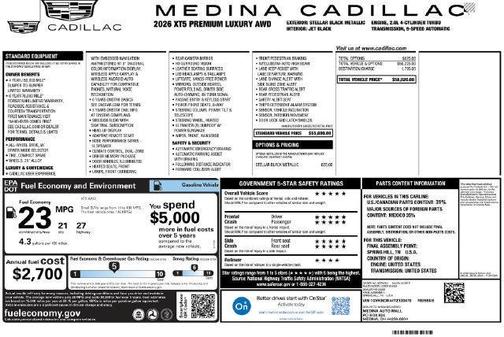 Stellar Black Metallic 2026 Cadillac XT5 Premium Luxury