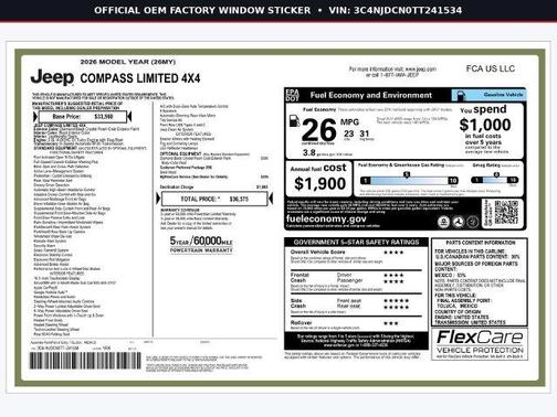 Diamond Black 2026 Jeep Compass Limited