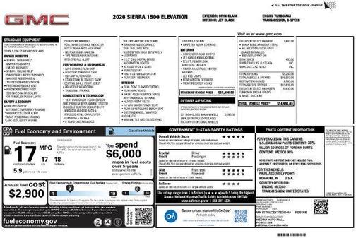 Onyx Black 2026 GMC Sierra 1500 Elevation