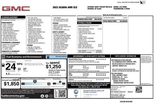 Ebony Twilight Metallic 2023 GMC Acadia SLE
