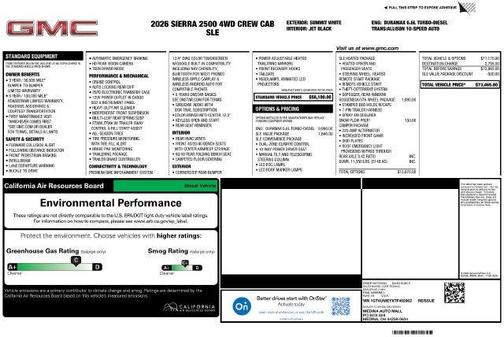 Summit White 2026 GMC Sierra 2500 SLE