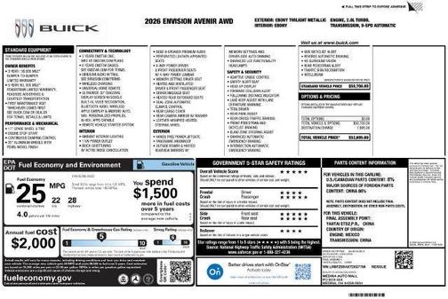 Ebony Twilight Metallic 2026 Buick Envision Avenir