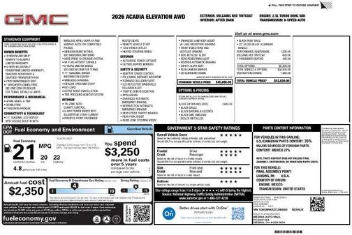 Volcanic Red 2026 GMC Acadia Elevation