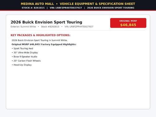 Summit White 2026 Buick Envision Sport Touring