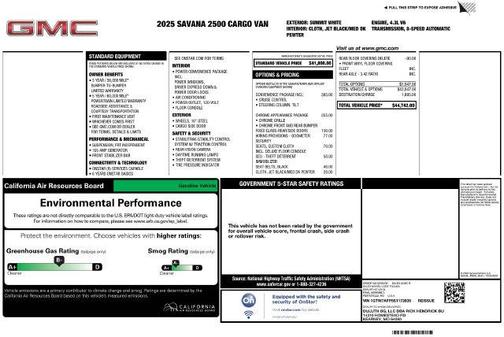 Summit White 2025 GMC Savana 2500 Work Van