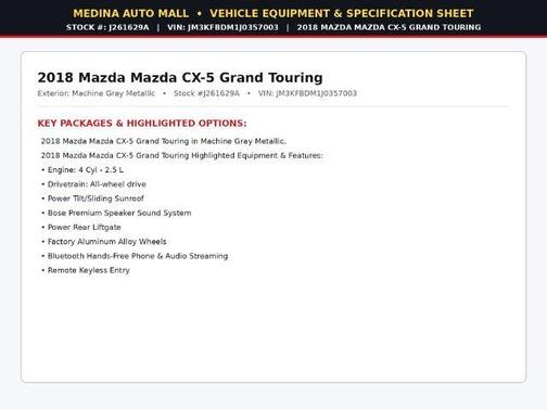 Machine Gray Metallic 2018 Mazda CX-5 Grand Touring