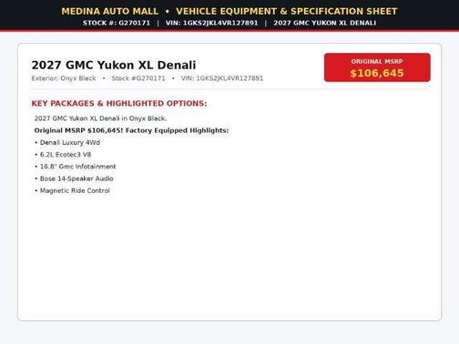 Onyx Black 2027 GMC Yukon XL Denali