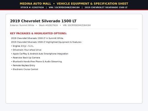 Summit White 2019 Chevrolet Silverado 1500 LT