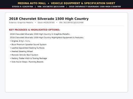 Graphite Metallic 2018 Chevrolet Silverado 1500 High Country