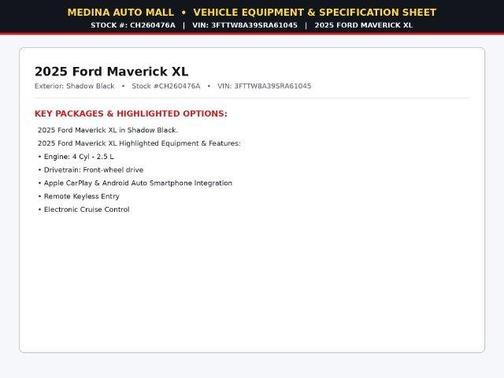 Shadow Black 2025 Ford Maverick XL