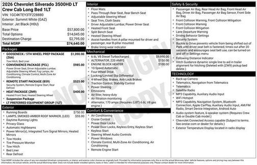 Summit White 2026 Chevrolet Silverado 3500 LT