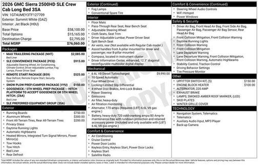 Summit White 2026 GMC Sierra 2500 SLE