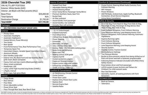 2026 Chevrolet Trax 2RS