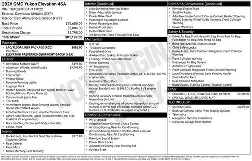 2026 GMC Yukon Elevation
