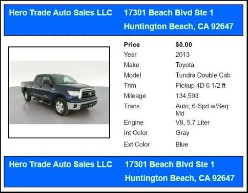 Nautical Blue Metallic 2013 Toyota Tundra Grade