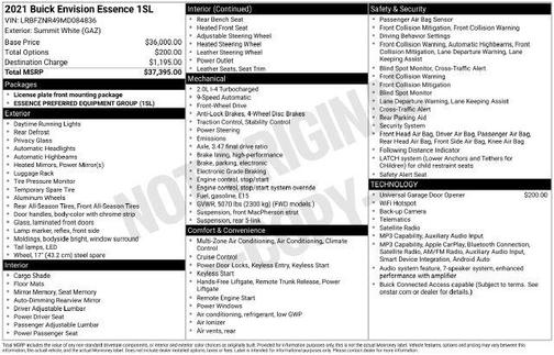 Summit White 2021 Buick Envision FWD Essence