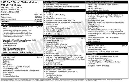 Onyx Black 2025 GMC Sierra 1500 Denali