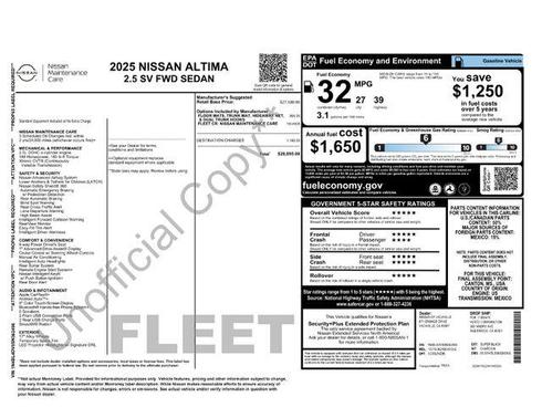 Black 2025 Nissan Altima SV