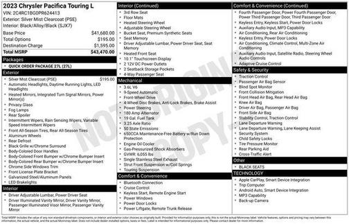Silver Mist Clearcoat 2023 Chrysler Pacifica Touring-L