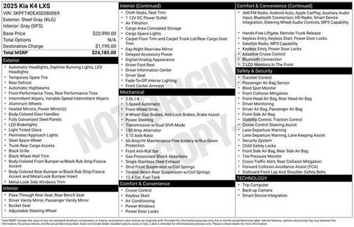 Steel Gray 2025 Kia K4