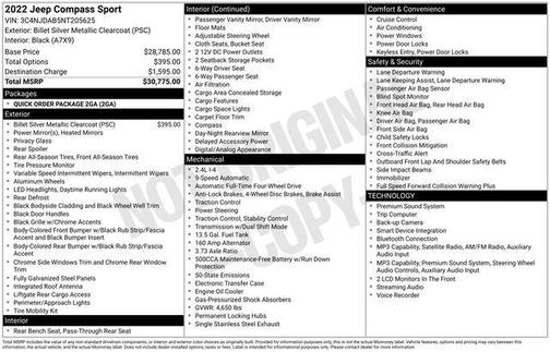 Billet Silver Metallic Clearcoat 2022 Jeep Compass Sport