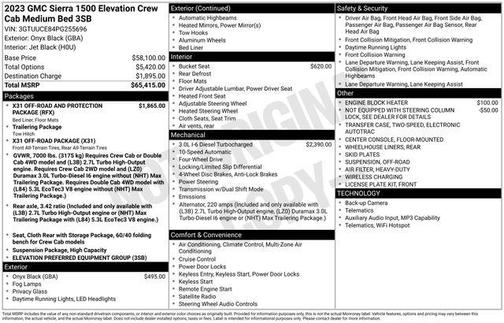 Onyx Black 2023 GMC Sierra 1500 Elevation