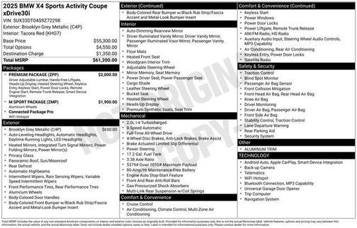 Gray Metallic 2025 BMW X4 xDrive30i