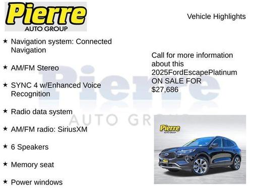 Agate Black Metallic 2025 Ford Escape Platinum