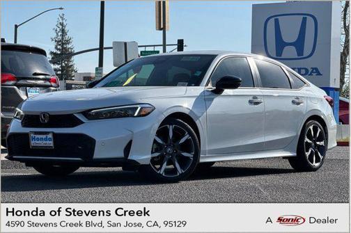 Platinum White Pearl 2025 Honda Civic Hybrid Sport