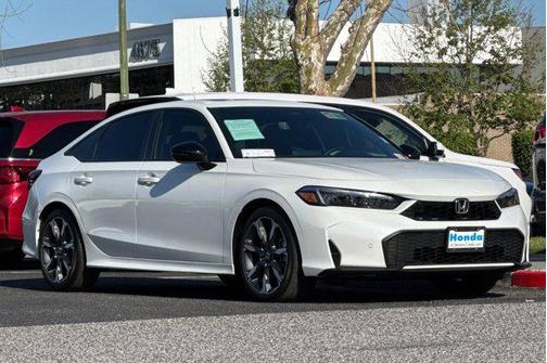 Platinum White Pearl 2025 Honda Civic Hybrid Sport