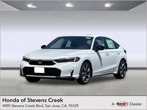 Platinum White Pearl 2026 Honda Civic Hybrid Sport Touring