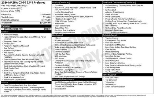 Cypress 2026 Mazda CX-50 2.5 S PREFERRED
