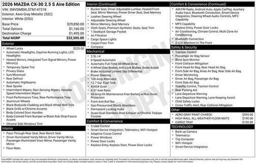 Aero Gray Metallic 2026 Mazda CX-30 2.5 S Aire Edition