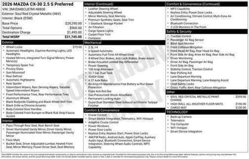 Soul Red Crystal Metallic 2026 Mazda CX-30 Preferred
