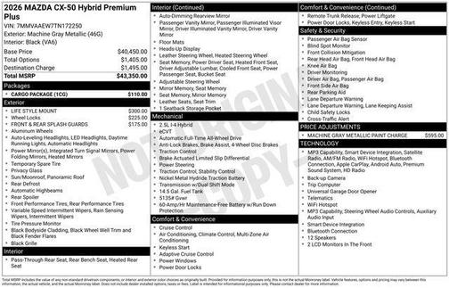 Machine Gray Metallic 2026 Mazda CX-50 Hybrid PREMIUM PLUS