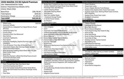 Polymetal Gray Metallic 2026 Mazda CX-50 Hybrid PREMIUM