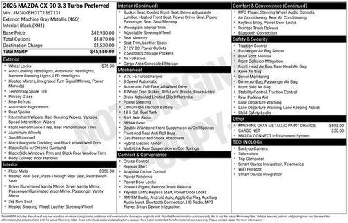 Machine Gray Metallic 2026 Mazda CX-90 Preferred