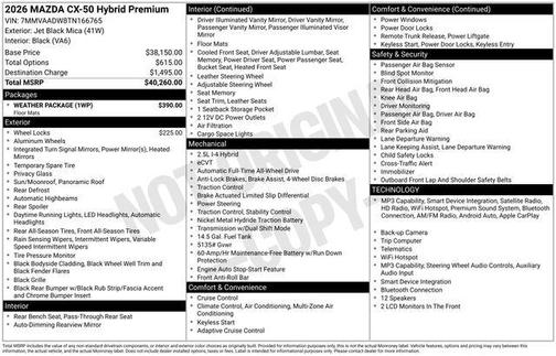 Jet Black Mica 2026 Mazda CX-50 Hybrid PREMIUM