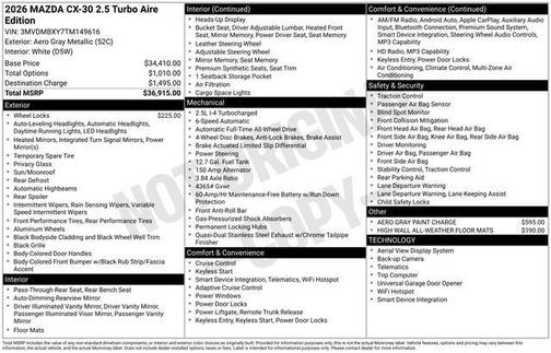 Aero Gray Metallic 2026 Mazda CX-30 2.5 Turbo Aire Edition
