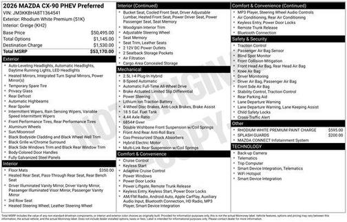 Rhodium White Premium 2026 Mazda CX-90 Preferred