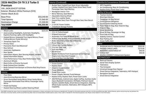 Rhodium White Premium 2026 Mazda CX-70 3.3 TURBO S PREMIUM