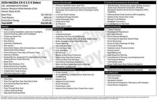 Rhodium White Metallic 2026 Mazda CX-5 Select