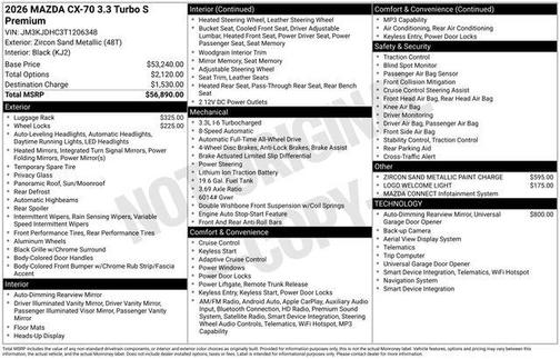 Zircon Sand Metallic 2026 Mazda CX-70 3.3 TURBO S PREMIUM