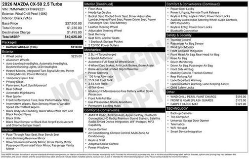 Wind Chill Pearl 2026 Mazda CX-50 2.5 Turbo