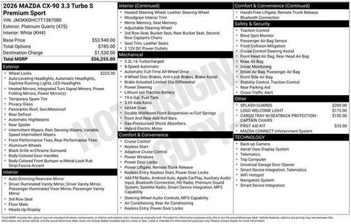 Platinum Quartz Metallic 2026 Mazda CX-90 3.3 Turbo S Premium Sport