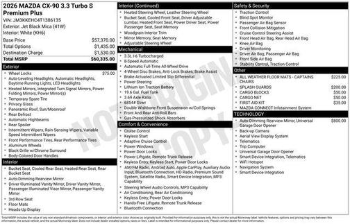 Jet Black Mica 2026 Mazda CX-90 3.3 Turbo S Premium Plus