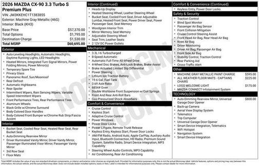 Machine Gray Metallic 2026 Mazda CX-90 3.3 Turbo S Premium Plus