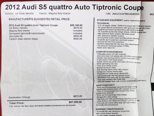 2012 Audi S5 4.2 Premium Plus